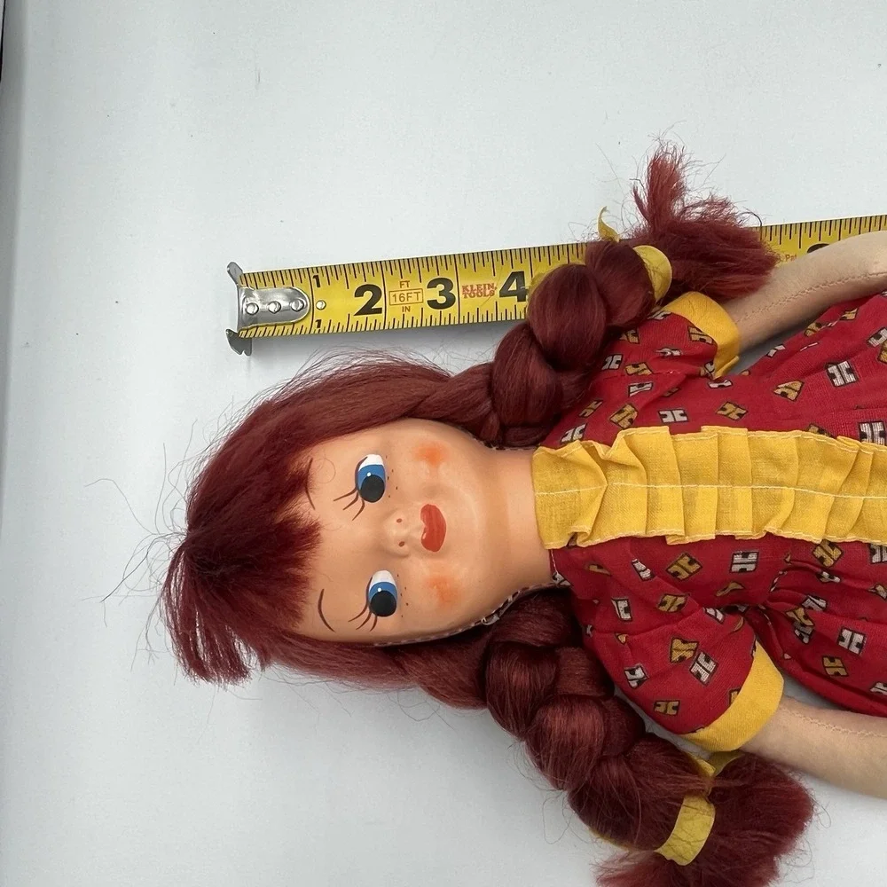 Celluloid Face Doll Vintage Red Hair Blue Eyes Original Outfit Cloth Body 15